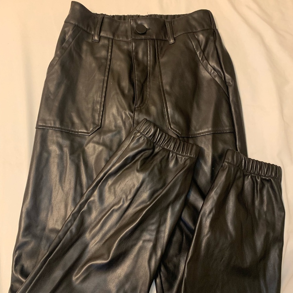 Faux Leather Joggers